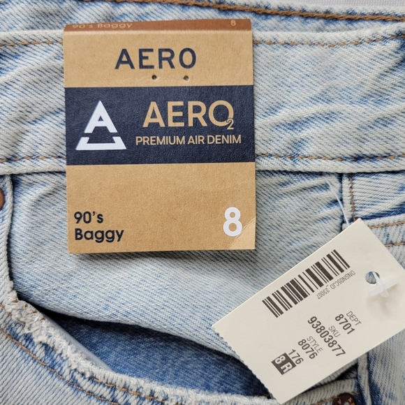 Aeropostale Jeans Women Size 8 32X32 90s Baggy Destroyed Light Wash Cotton New - Picture 4 of 11